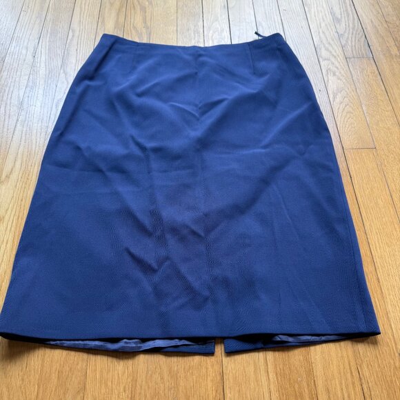 Prada Size 6 Navy Blue Virgin Wool Mini Pencil Skirt With Silk-Cupro Lining - Picture 2 of 15